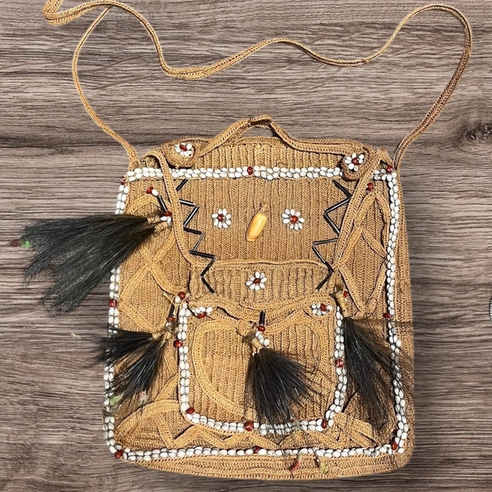 Beaded Boho Bag with feathers